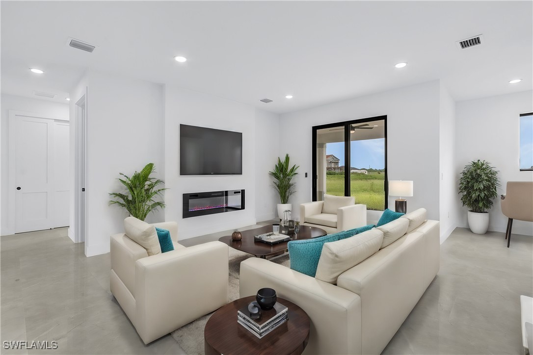 Oasis Model living room — open concept family space